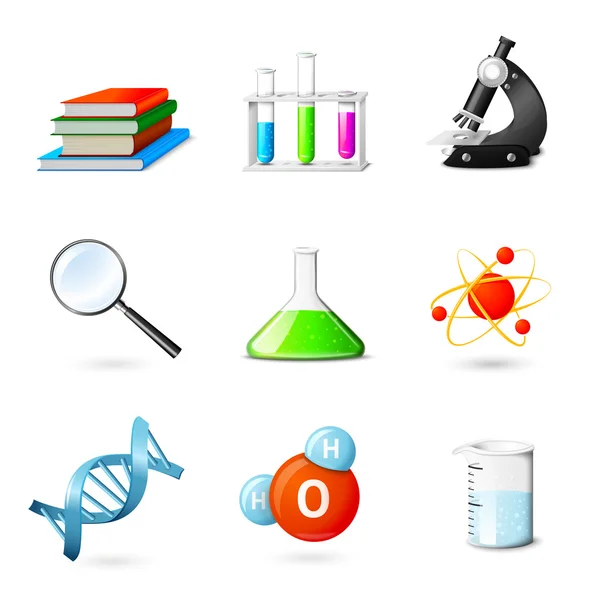 Iconos realistas de ciencia — Vector de stock