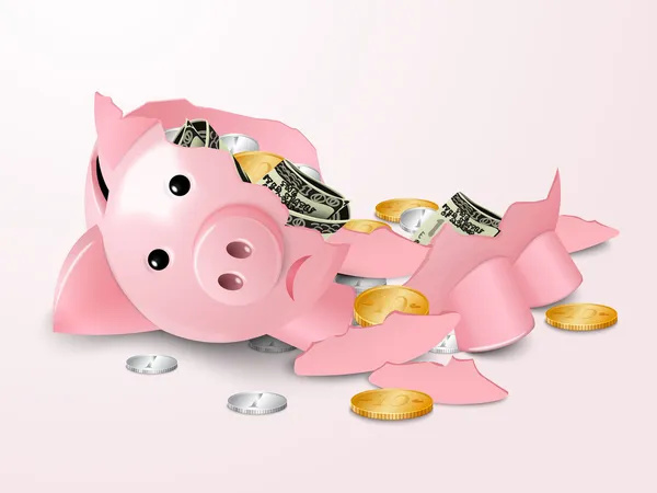 Piggybank partido — Vetor de Stock