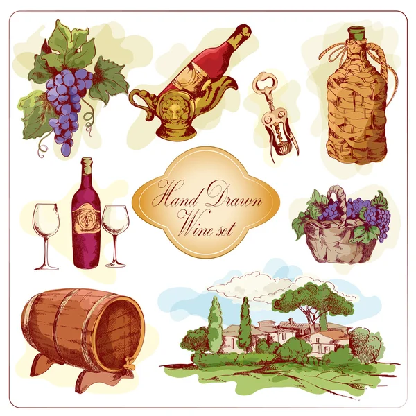 葡萄酒的彩色的图标集 — 图库矢量图片