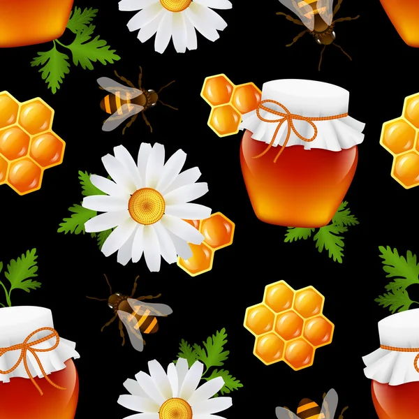 蜂蜜のシームレスなパターン — ストックベクタ