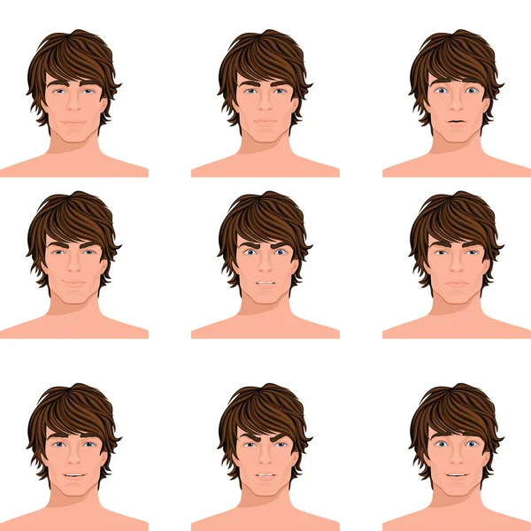 Man head emotions portraits set — Stock Vector