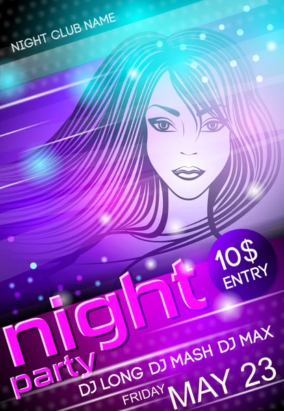 Night party sexy girl poster — Stock Vector