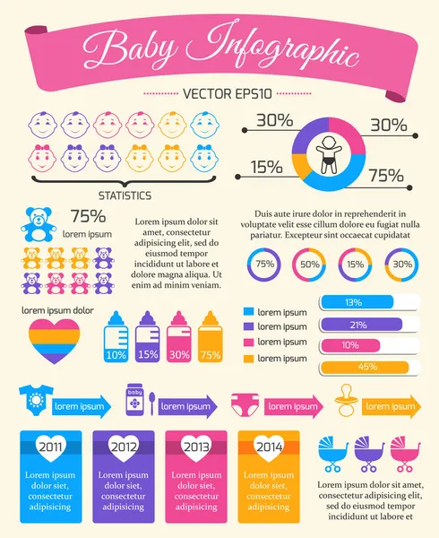 Infografica infantile — Vettoriale Stock