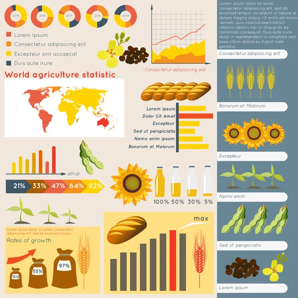 Elementos infográficos agrícolas — Archivo Imágenes Vectoriales