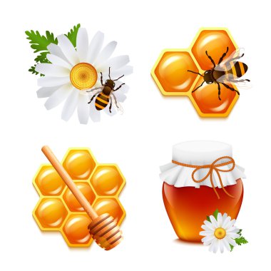 Honey icons set clipart
