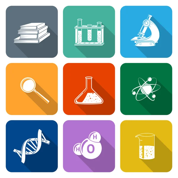 Science Icons Flat Set — Stock Vector