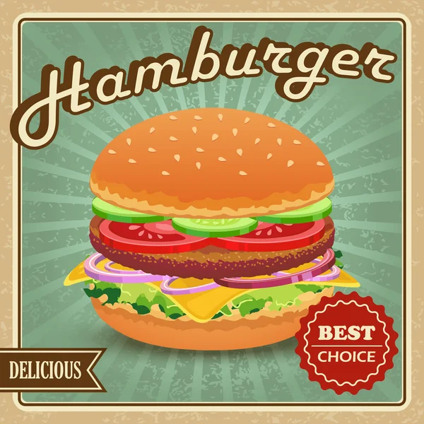 Cartel retro hamburguesa — Archivo Imágenes Vectoriales