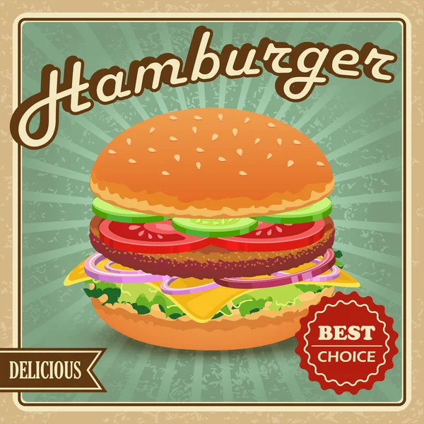 Hamburgare retro affisch — Stock vektor