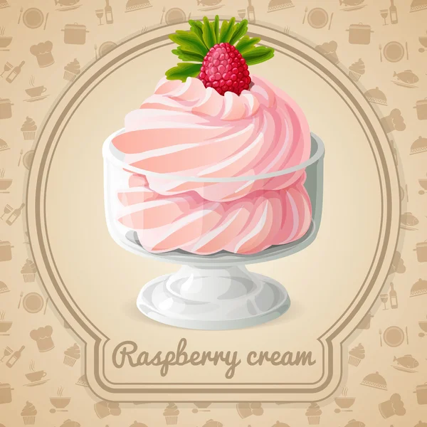 Raspberry cream badge — Stock Vector