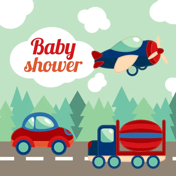 Carte de transport jouet douche bébé — Image vectorielle