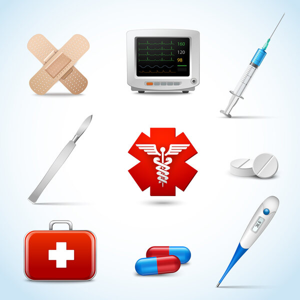 Realistic medical icons