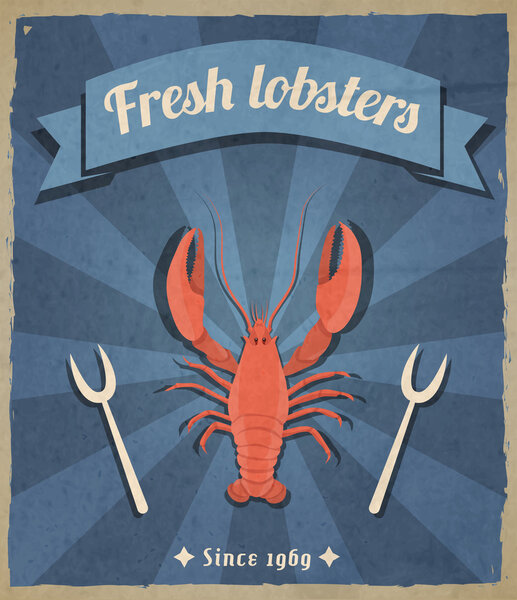 Lobster retro poster