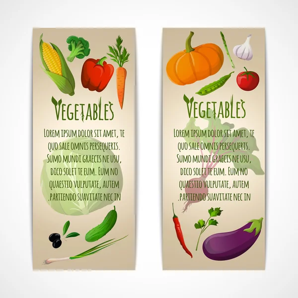 Bannières verticales légumes — Image vectorielle