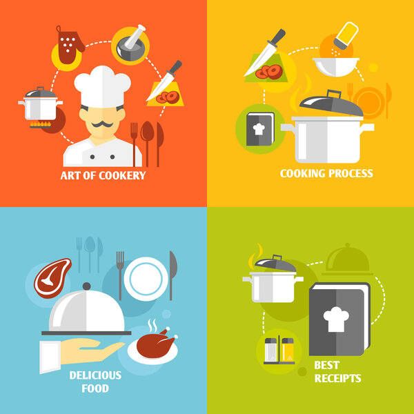 Cooking icons flat