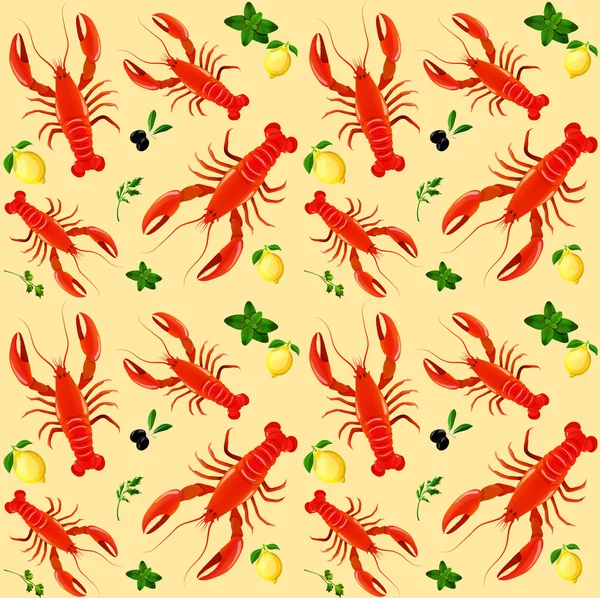 Pola Tanpa Lautan Lobster - Stok Vektor