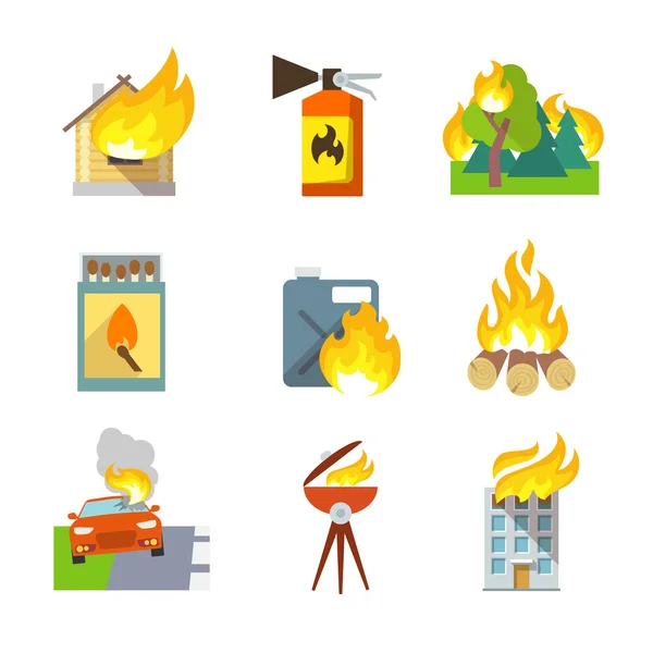 Fire Protection Icons — Stock Vector