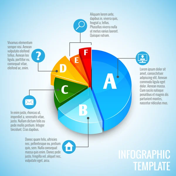 Infografía de diseño web de gráfico de pastel — Vector de stock