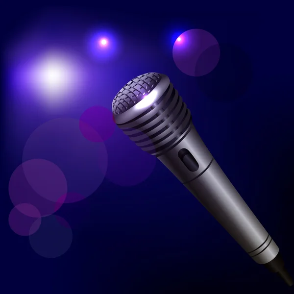 Emblema del micrófono sobre fondo oscuro — Vector de stock