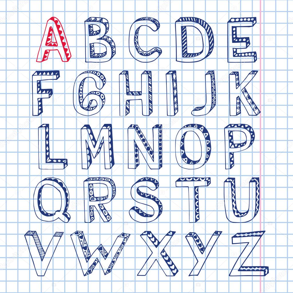 Sketch alphabet font stock vector. Illustration of design - 39955542