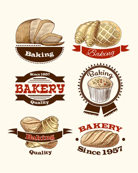 Pečivo a chléb štítky糕点、 面包的标签 — 图库矢量图片