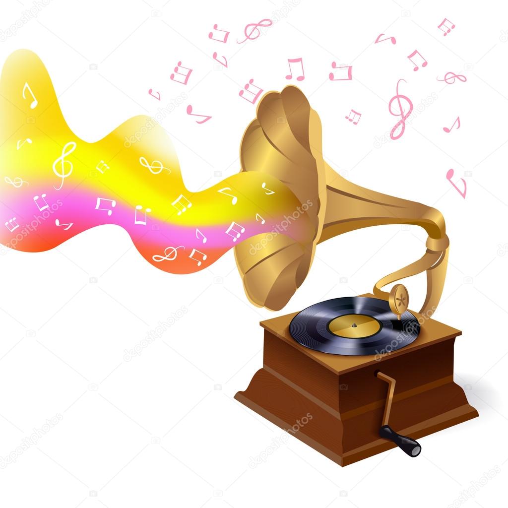 Music background with gramophone
