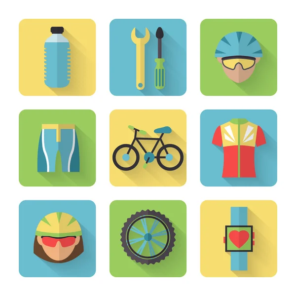 Bicycle Flat Icons Set — Stock Vector