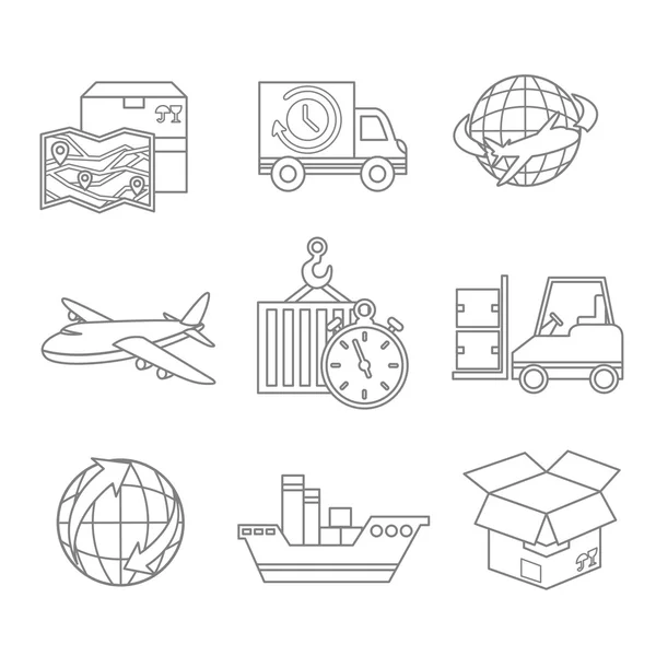 Esquema de iconos logísticos — Vector de stock