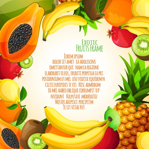 Cadre de fruits exotiques — Image vectorielle