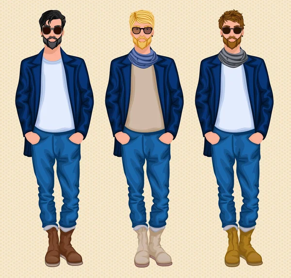 Hipster man set — Stock Vector