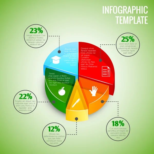 Diagramme à secteurs infographie éducative — Image vectorielle