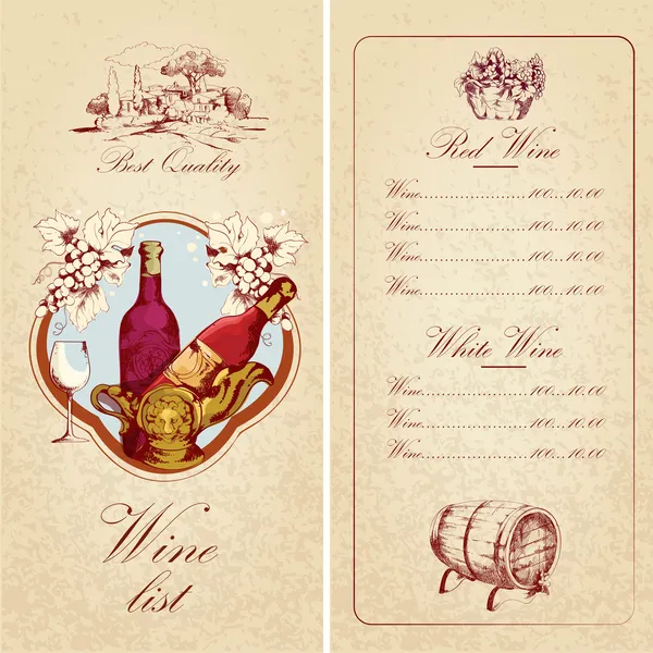 Wine list template — Stock Vector