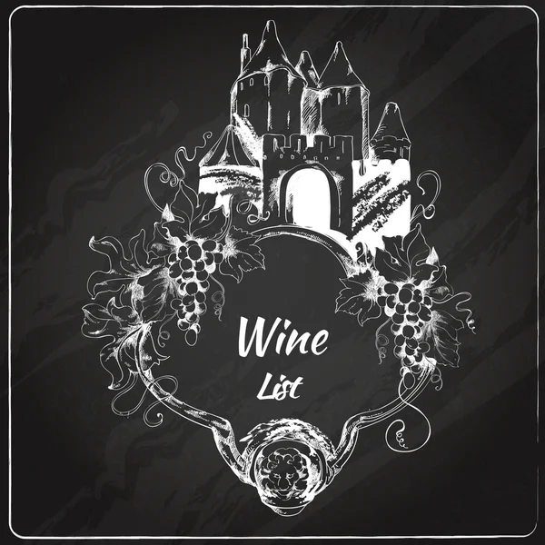 Carta dei vini etichetta lavagna — Vettoriale Stock