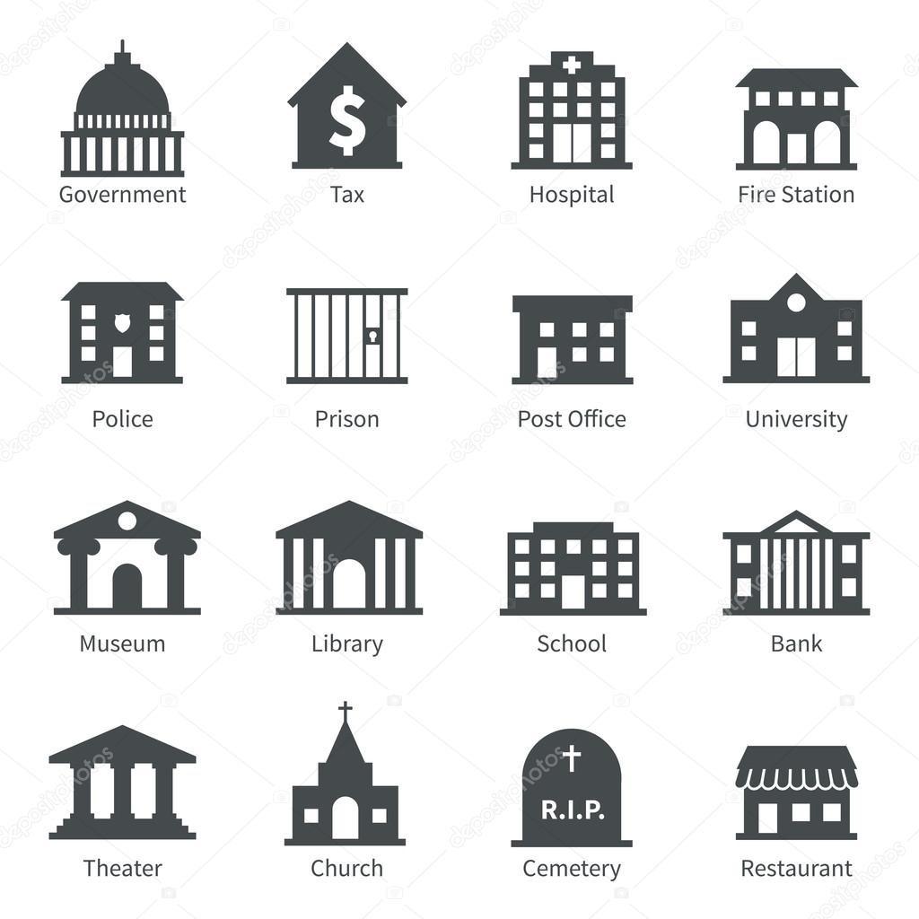 Government buildings icons