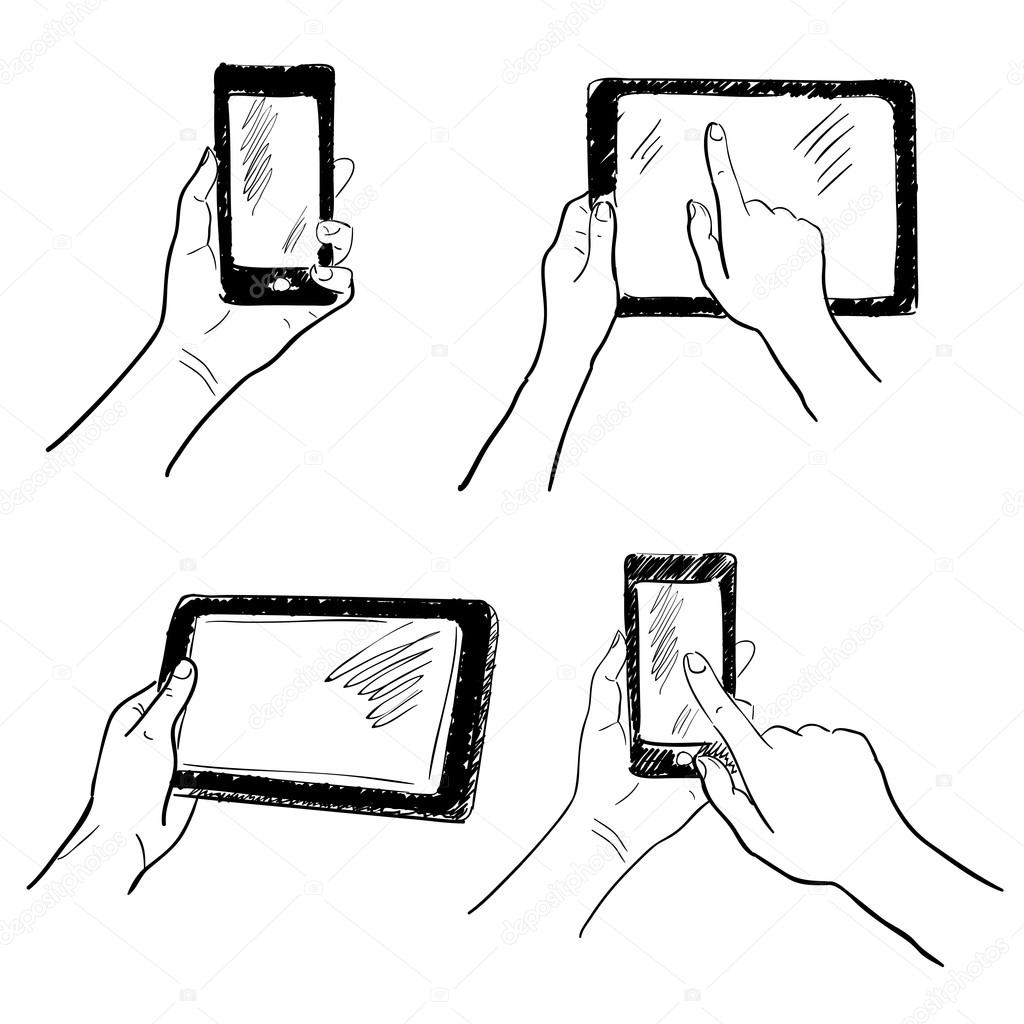 Hands touchscreen sketch set