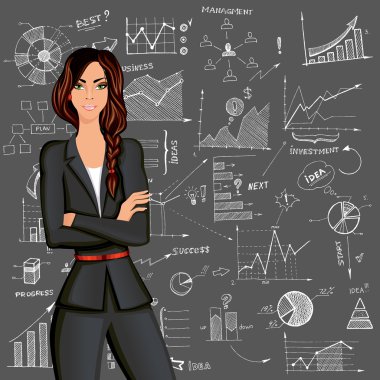 iş kadını doodle arka plan