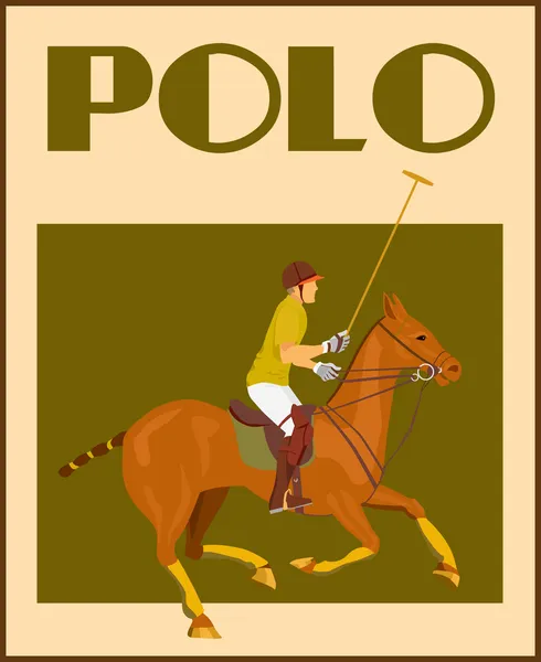 Pemain polo di poster kuda - Stok Vektor