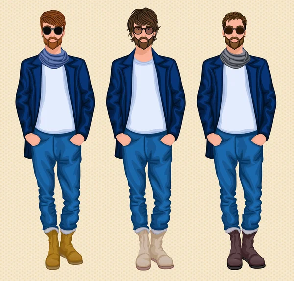 Hipster man set — Stock Vector