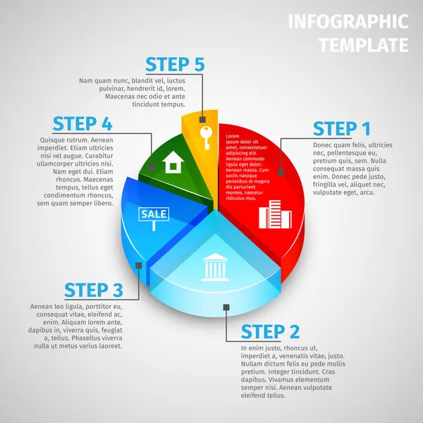 Diagramme circulaire infographie immobilière — Image vectorielle