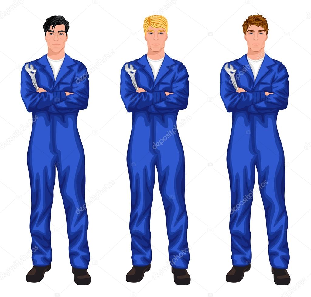 Auto mechanic worker set