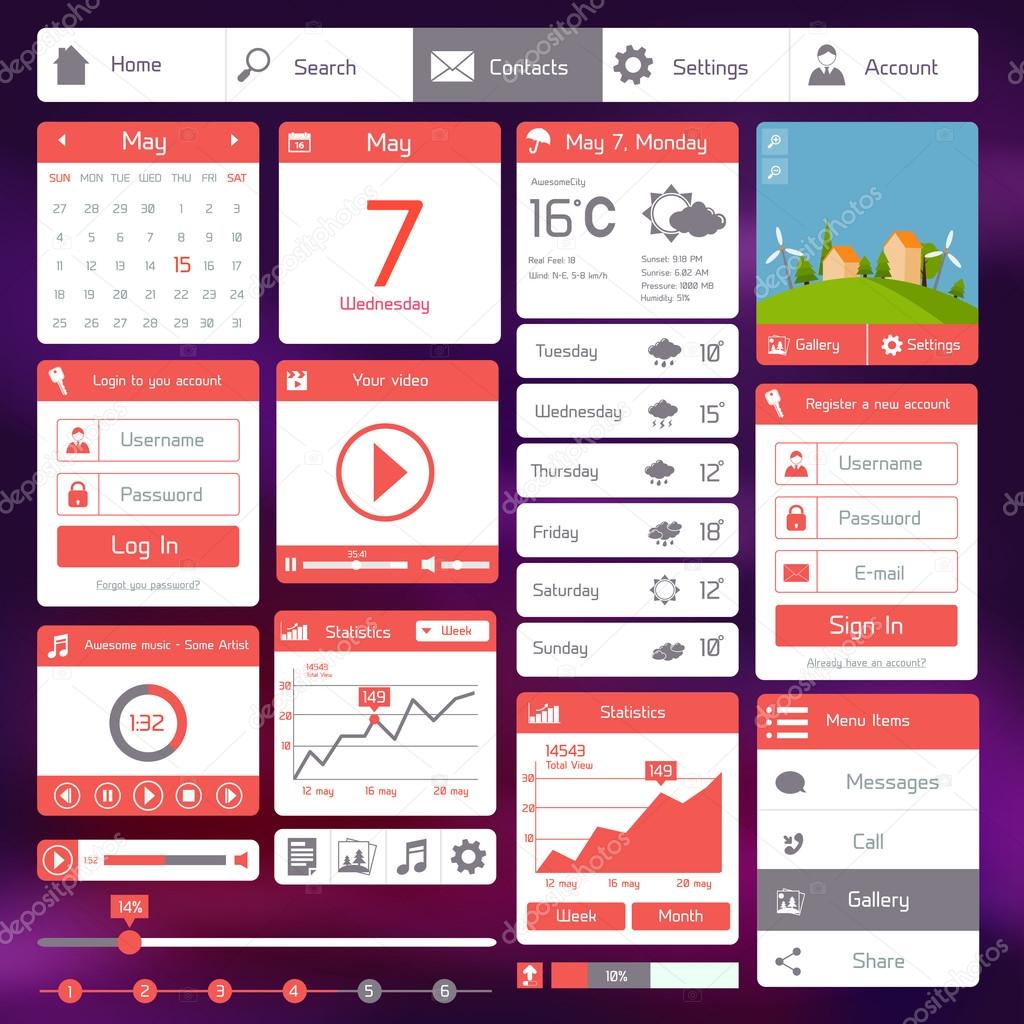 Flat user interface template