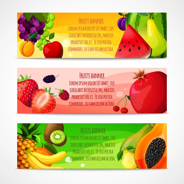 Fruits banners horizontal — Stock Vector