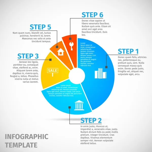 Γράφημα πίτας infographic ακίνητων περιουσιών — Διανυσματικό Αρχείο