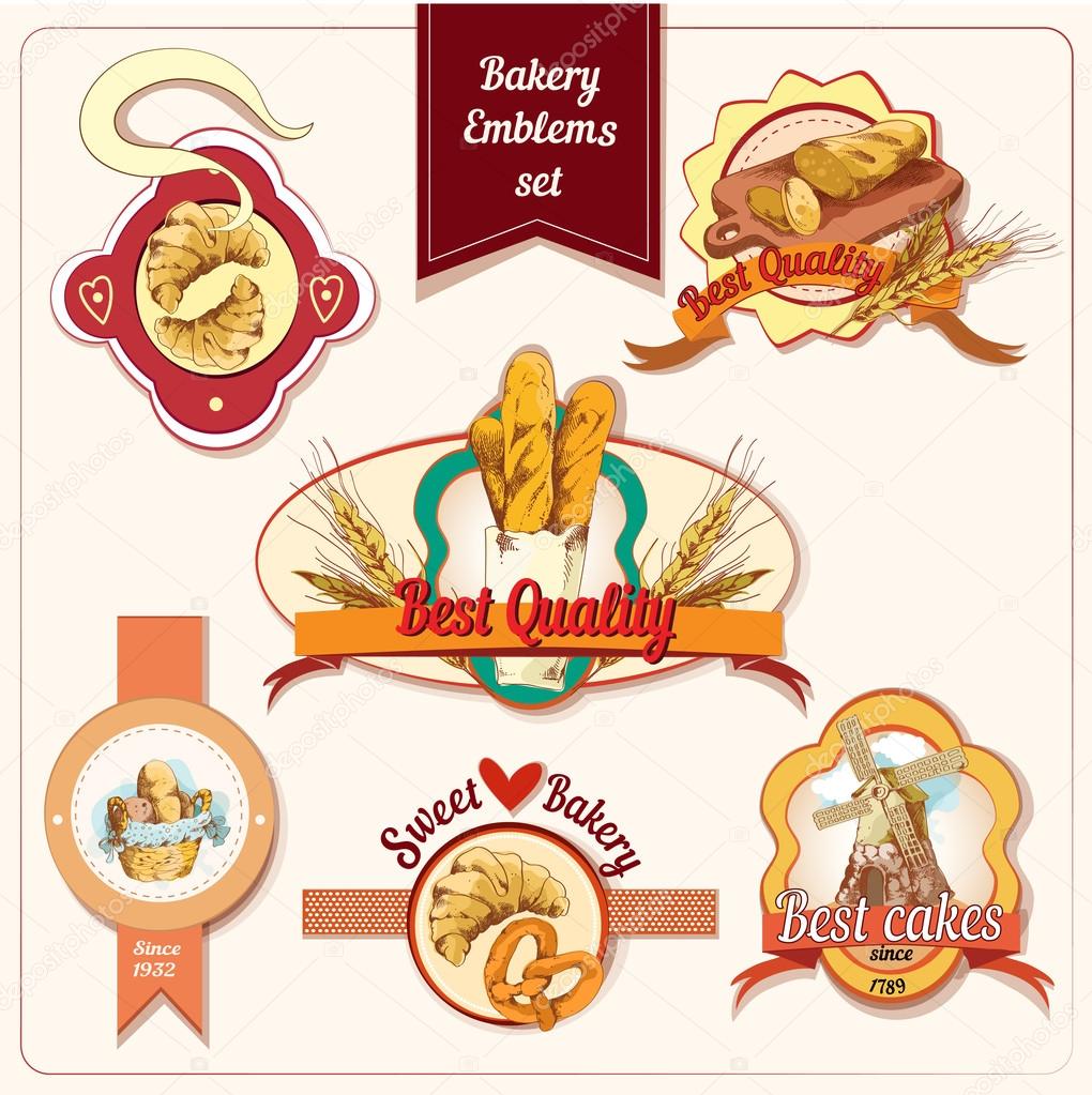 Bakery emblems set