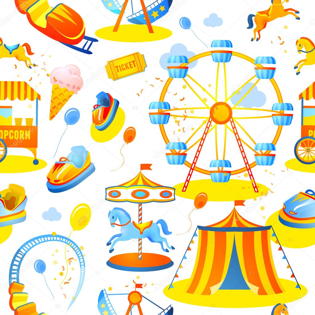 Amusement park seamless pattern