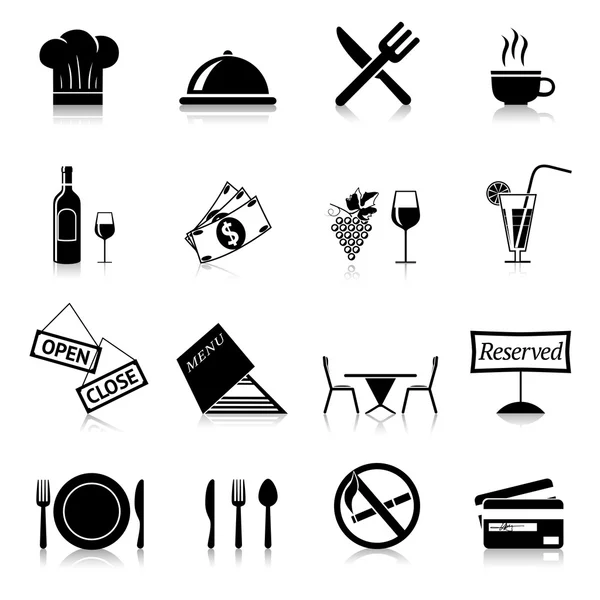 Restaurant Icons Black — Stock Vector