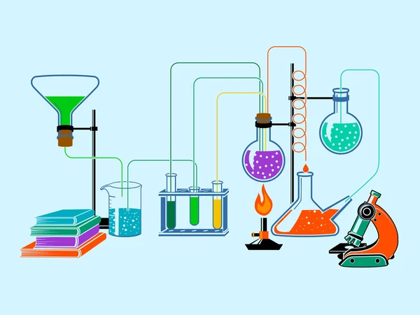 Laboratorio científico fondo plano — Archivo Imágenes Vectoriales