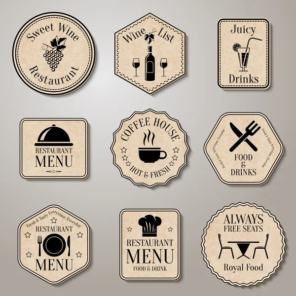 Étiquettes de menu restaurant — Image vectorielle