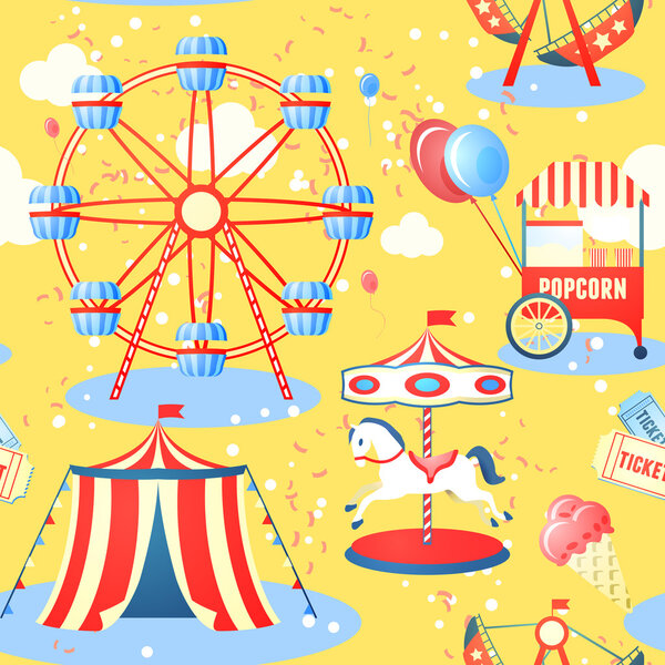 Amusement park seamless pattern