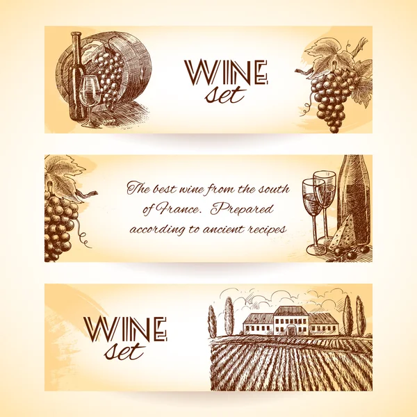 Conjunto de banner de vinho — Vetor de Stock