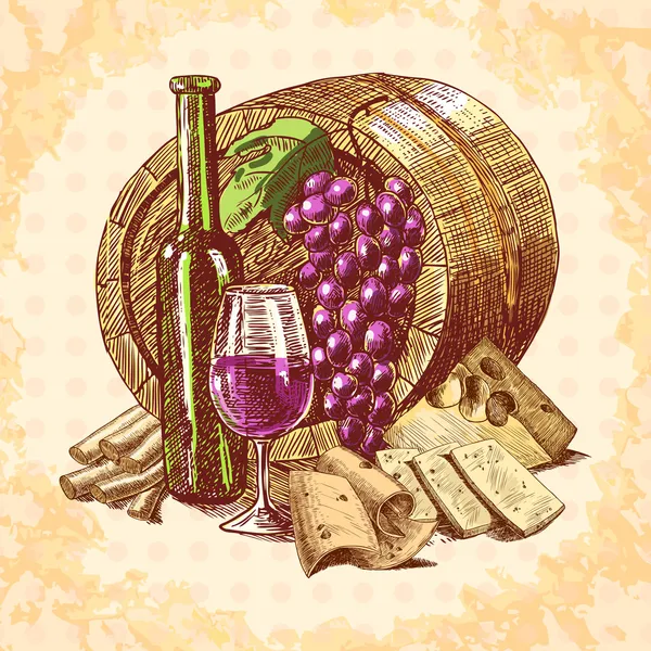 Emblema de queso de vino — Vector de stock